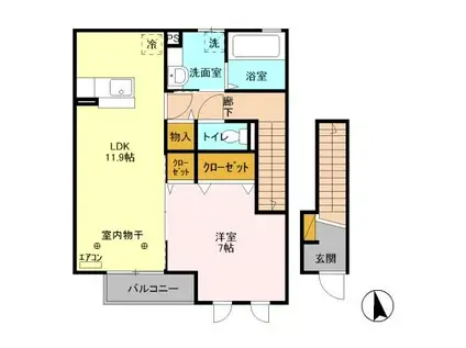 D-ROOM アマービレ マユミ 202(1LDK/2階)の間取り写真