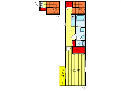 カシオラII(1K/3階)の間取り写真