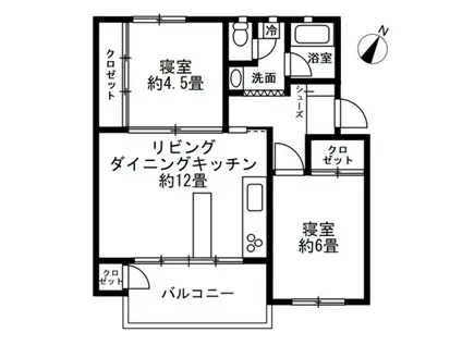 たまプラーザ団地1街区2号棟(2LDK/4階)の間取り写真