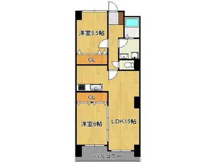 LE GRAND BLEU(2LDK/2階)の間取り写真