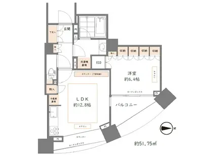 パークハウスオー・タワー(1LDK/15階)の間取り写真