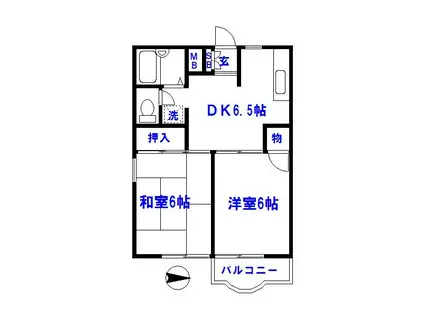エリールⅡ(2DK/3階)の間取り写真