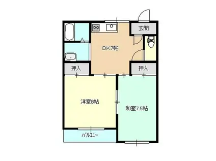 タウンフラット青山 A棟(2DK/1階)の間取り写真