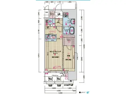 ソルテラス神戸栄町通(1LDK/5階)の間取り写真