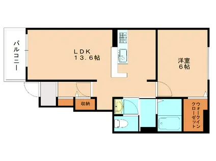 エムグランツ(1LDK/1階)の間取り写真