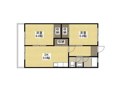 ソシエ府中(2LDK/4階)の間取り写真