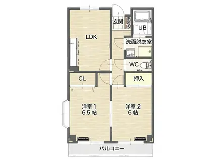 リンピアクボタ(2LDK/1階)の間取り写真