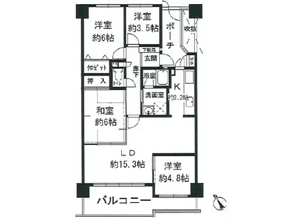 メゾンドール堺(4LDK/3階)の間取り写真