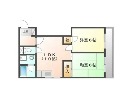 ハイツミツヒサ(2LDK/1階)の間取り写真