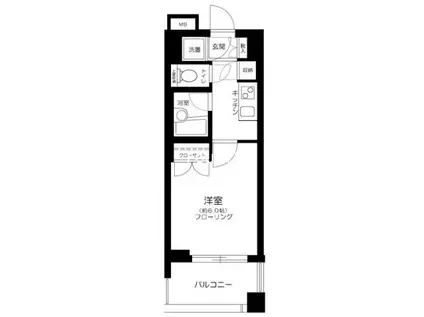 パレステュディオ芝浦シティ(1K/2階)の間取り写真