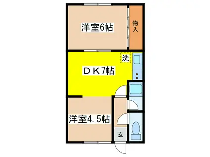 第1バームハイツ(2DK/2階)の間取り写真