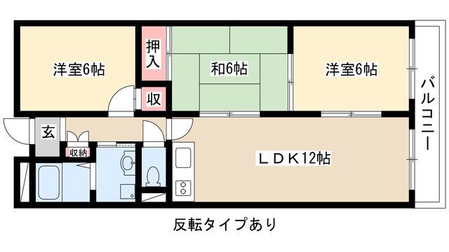 スカイヒルズKAWAI(3LDK/1階)の間取り写真