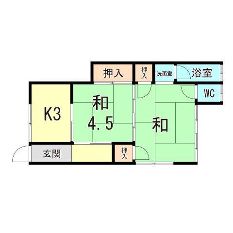 庄司文化 西棟(2K/1階)の間取り写真
