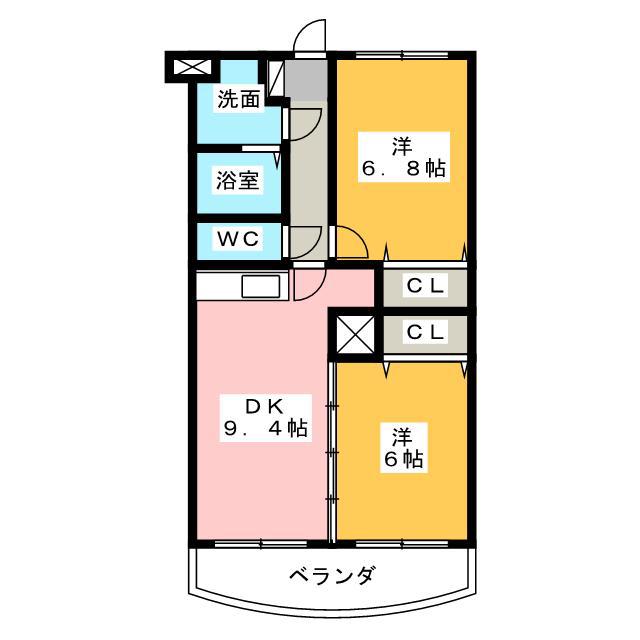 アウスレーゼ(2DK/3階)の間取り写真