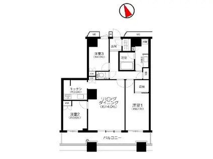芝浦アイランド グローヴタワー(3LDK/26階)の間取り写真