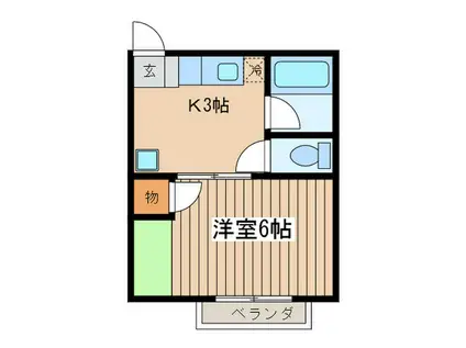 平成ハイツ11号棟(1K/2階)の間取り写真