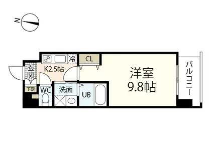 双葉ヒルズ海老園(1K/11階)の間取り写真