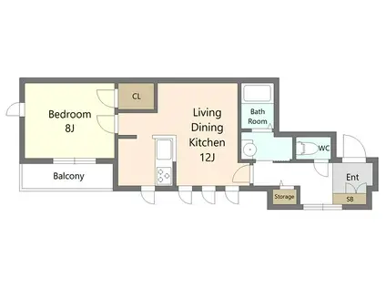 エスト梅屋敷(1LDK/3階)の間取り写真