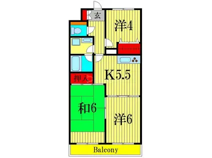 K-2レジデンス(3K/4階)の間取り写真
