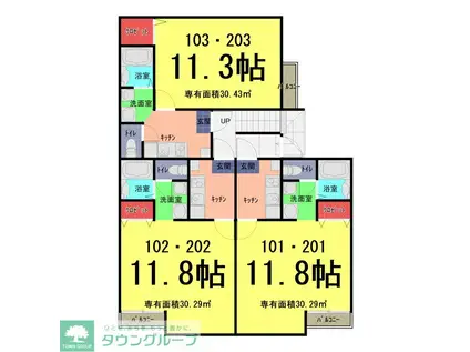 アークシティ川間(1K/2階)の間取り写真