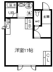 フリーダムシティ(ワンルーム/2階)の間取り写真