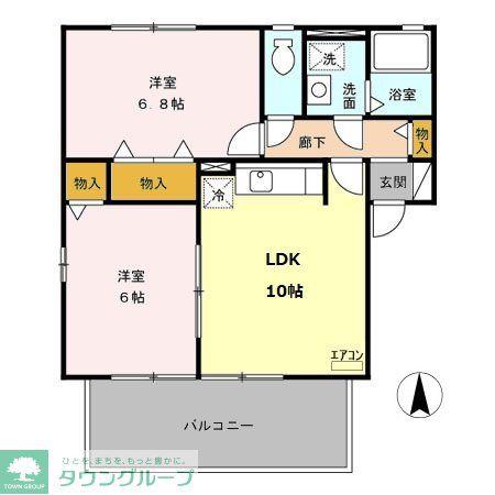 ベルテE(2LDK/2階)の間取り写真