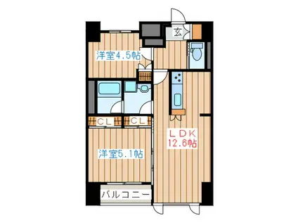 ラピスラズリ上杉(2LDK/12階)の間取り写真