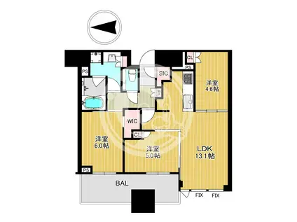 シティタワー大阪本町(3LDK/26階)の間取り写真