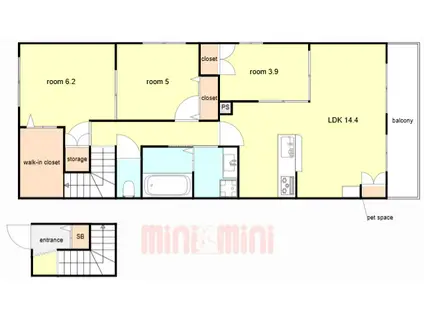 ベルメゾン星陵台(3LDK/2階)の間取り写真