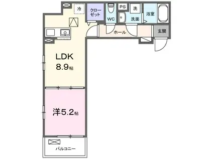 フォルトゥーナ(1LDK/1階)の間取り写真
