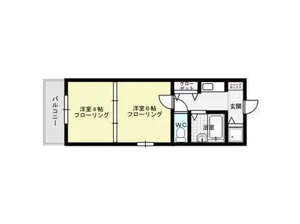 パークコート平尾(2K/2階)の間取り写真