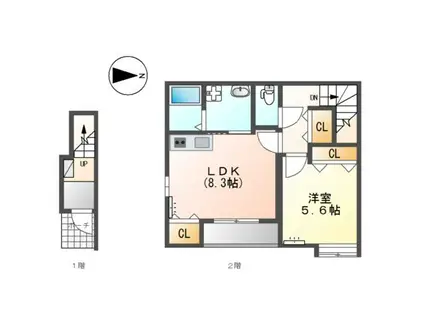 フランシール朝倉(1LDK/2階)の間取り写真