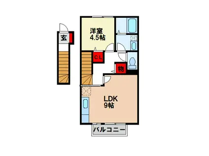プレステージII(1LDK/2階)の間取り写真