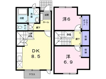 ライスンBII(2DK/1階)の間取り写真
