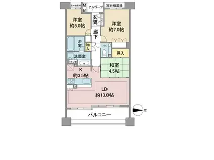 ザ・パークハウス白壁三丁目405号(3LDK/4階)の間取り写真