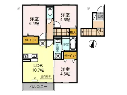 グランデ アルベロ(3LDK/2階)の間取り写真
