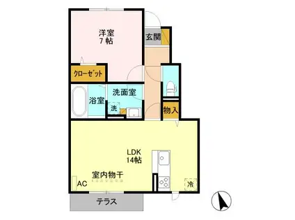 ステラマリスB(1LDK/1階)の間取り写真