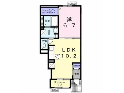 シャン・ド・フルールM II(1LDK/1階)の間取り写真