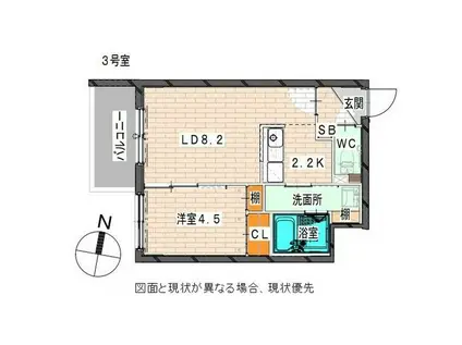 アルタマレーア北大前(1LDK/3階)の間取り写真