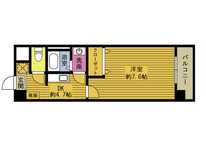 フローラ碩田(1DK/4階)の間取り写真