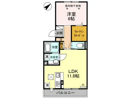 ロイジェントパークスレイクタウンIIIH(1LDK/1階)の間取り写真