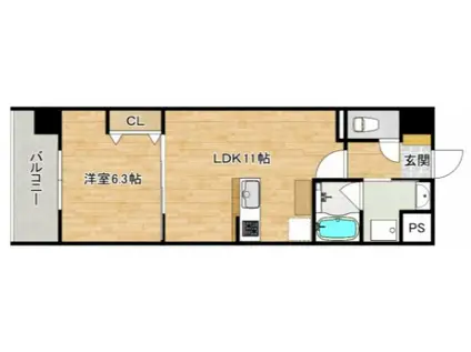 JINS向洋駅南(1LDK/5階)の間取り写真