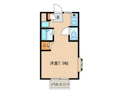 BCASA土浦IIIRE-BORN E棟(ワンルーム/2階)の間取り写真