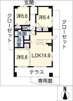 THEPARKTOKINOTERRACE(3LDK/1階)の間取り写真