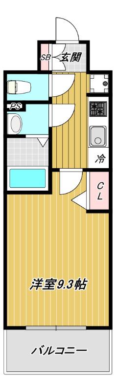 プレサンス神戸セレスティア(1K/3階)の間取り写真
