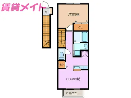 ヴィラ サンフォレスト(1LDK/2階)の間取り写真