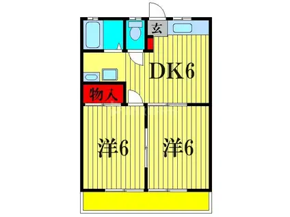 メープルハイツ(2DK/2階)の間取り写真