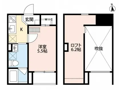 ティエーラ(1K/1階)の間取り写真
