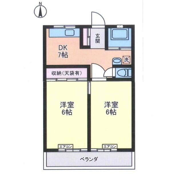 井口ビル(2DK/3階)の間取り写真