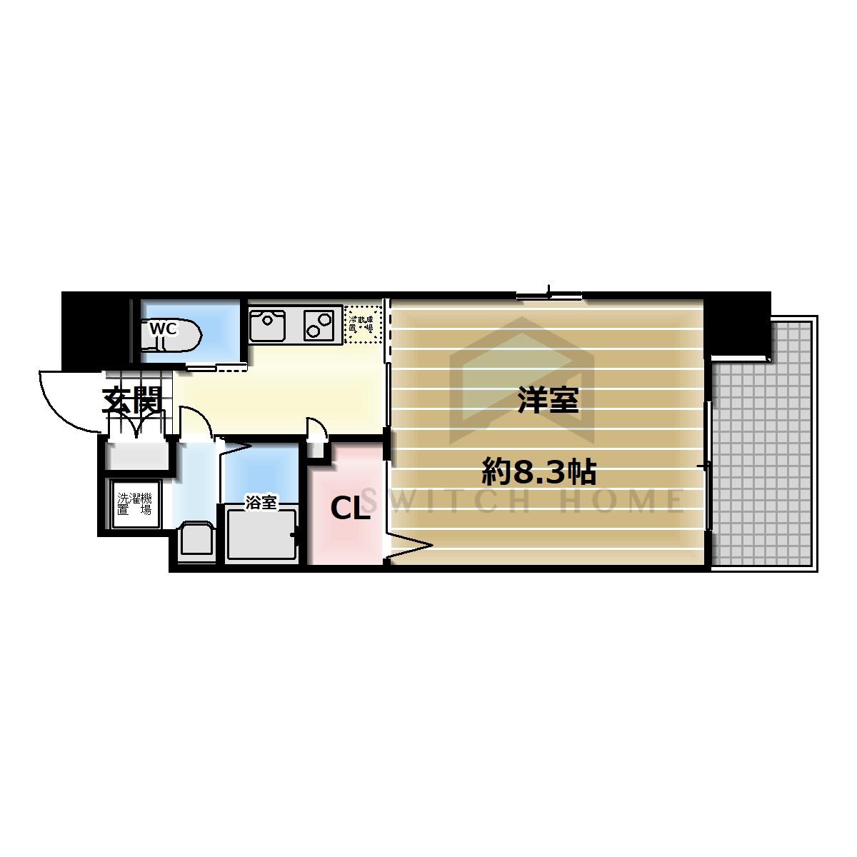 フォレストグレイス高井田I(1K/8階)の間取り写真